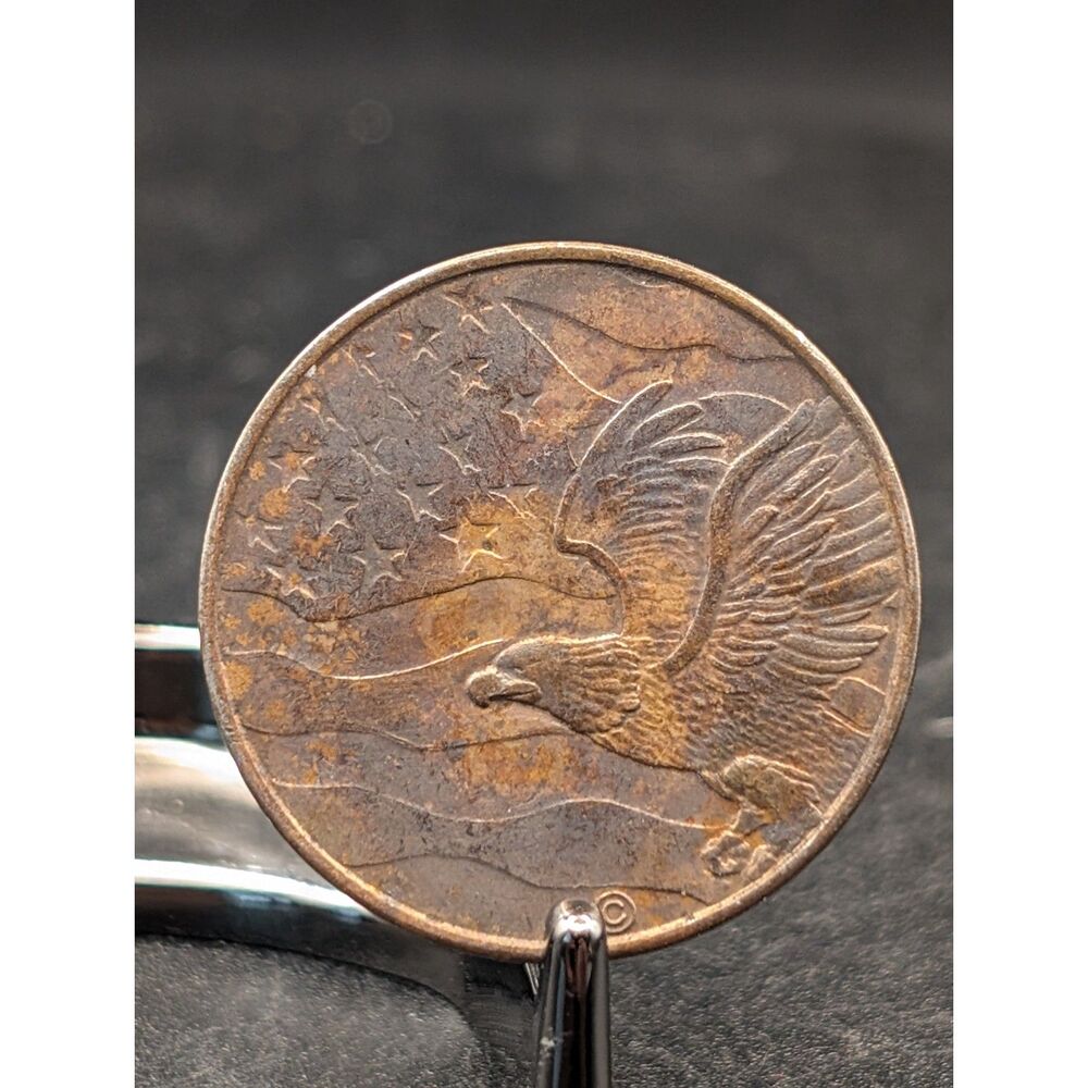 Patriotic Eagle Token • Flag Design • Full‑Surface Toning • Vintage Collectible